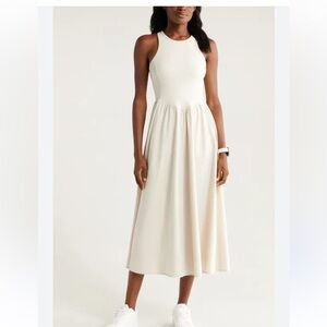 Zella Effortless Cutout Back Hybrid racerback midi dress